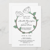 ホワイト フローラル リング 結婚式招待状 招待状 (正面/裏面)