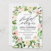 ホワイト フローラル リース ブライダル シャワー 招待状 (正面)