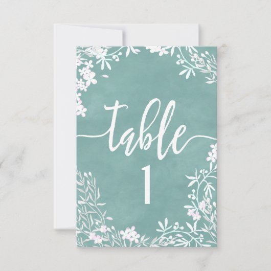 ホワイト フローラル 任意の色 テーブル番号 席次表 招待状 (正面)