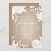 ホワイト·フローラ縁ど·カードストック刺激を受けた 招待状 (正面/裏面)