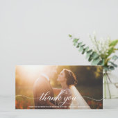 ホワイト・フローリッ結婚シュ・スクリプト サンキューカード (スタンド正面)