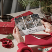 ホワイト&ブラウンのミニマリスト写真記念日カード 招待状