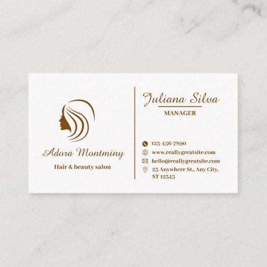 ホワイト&ブラウンシンプルミニマルヘア&美しいサロン 名刺 (裏面)