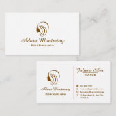 ホワイト&ブラウンシンプルミニマルヘア&美しいサロン 名刺 (正面/裏面)