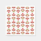 ホワイト&ブラウンフォークアートフローラエレガントコジ素朴ー スタンダードカクテルナプキン (正面)