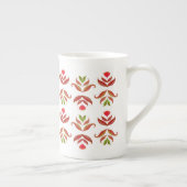 ホワイト&ブラウンフォークアートフローラエレガントコジ素朴ー ボーンチャイナマグカップ (右)