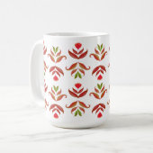 ホワイト＆ブラウン フォークアート フラワー エレガント コジー ルスティック コーヒーマグカップ (正面左)