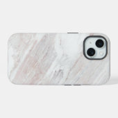 ホワイト ブラウン マーブル iPhone 15ケース (裏面横)