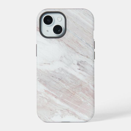 ホワイト ブラウン マーブル iPhone 15ケース (裏面)
