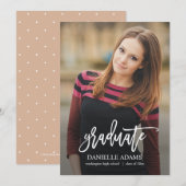 ホワイト ブラシ 編集可能な色 卒業おめでとうカード 案内状 (正面/裏面)