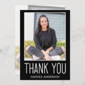 ホワイト&ブラックありがとう2写真卒業カード サンキューカード (正面/裏面)