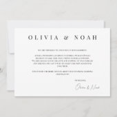 ホワイト&ブラックお知らせ婚約したカード 案内状 (正面)