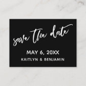 ホワイト&ブラックのWebサ結婚イトと日付カードの保存 名刺 (裏面)