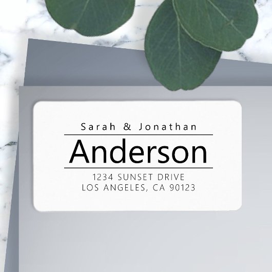 ホワイト&ブラックはっきりしたモダン差出人住所 ラベル