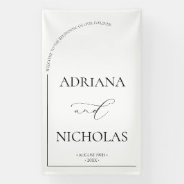 ホワイト&ブラックエレガントなウェディングウェルカム 横断幕