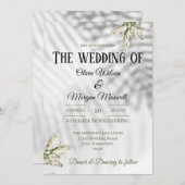 ホワイト&ブラックオーガニック結婚式招待状 招待状 (正面/裏面)