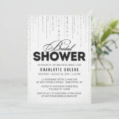ホワイト&ブラックグリッタールックブライダルシャワー 招待状 (スタンド正面)