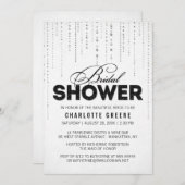 ホワイト&ブラックグリッタールックブライダルシャワー 招待状 (正面/裏面)