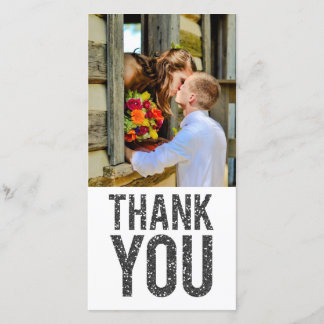 ホワイト&ブラックグリッターThank You Photo Card サンキューカード