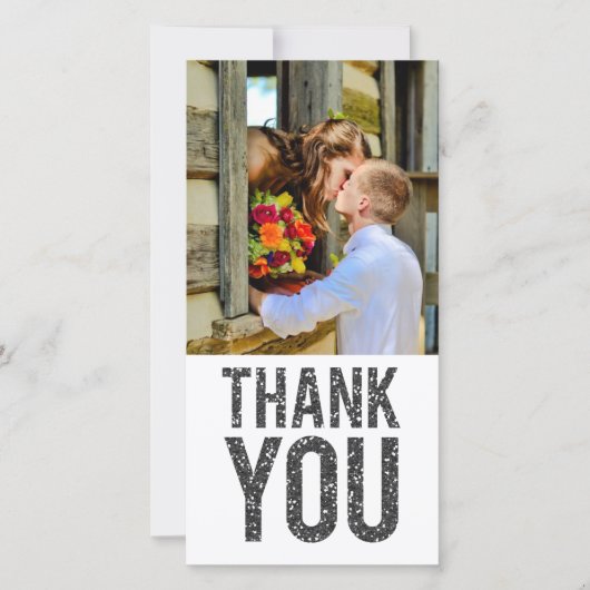 ホワイト&ブラックグリッターThank You Photo Card サンキューカード (正面)