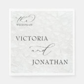 ホワイト&ブラックシンプルエレガントな結婚式 スタンダードランチョンナプキン (正面)