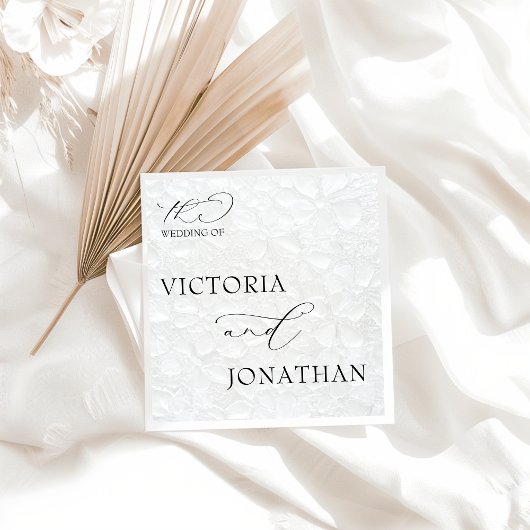 ホワイト&ブラックシンプルエレガントな結婚式 スタンダードランチョンナプキン