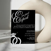 ホワイト&ブラックダイヤモンドリングや輪フォトウェディングレセプション 招待状