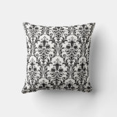 ホワイト&ブラックダマスクフローラスワーズ4 クッション (裏面)