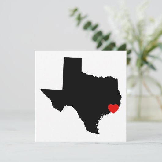 ホワイト&ブラックテキサス州赤いハート結婚ズ 招待状 (スタンド正面)