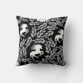 ホワイト&ブラックトレンディーユニコーン&フローラルパターン クッション (裏面)