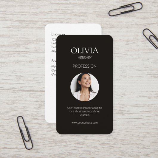 ホワイト/ブラックフォトソーシャルQRコード 名刺 (正面/裏面インサイチュ)