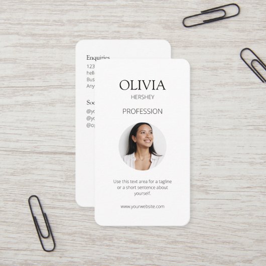 ホワイト/ブラックフォトソーシャルQRコード 名刺 (正面/裏面インサイチュ)