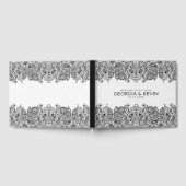 ホワイト&ブラックフローラペイズリーレース ゲストブック (全面)