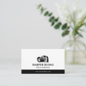 ホワイト&ブラックプロフェッショナル撮影 名刺 (スタンド正面)