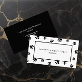 ホワイト&ブラックポープリントズプロフェッショナルペットシッター 名刺