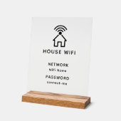 ホワイト&ブラックミニマリストハウスWifiパスワード アクリルサイン (傾斜)