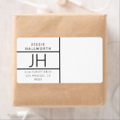 ホワイト&ブラックモダンルッキング差出人住所 ラベル (インサイチュ)