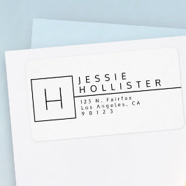 ホワイト&ブラックモノグラムの差出人住所 ラベル