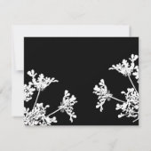 ホワイト&ブラックワイルドフラワー葬儀サンキューカード 招待状 (裏面)