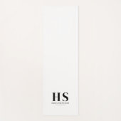ホワイト&ブラック個人モノグラムミニマリストスクリプト ヨガマット (正面)