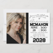 ホワイト&ブラック卒業2フォト招待状 招待状 (正面)