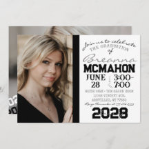 ホワイト&ブラック卒業2フォト招待状