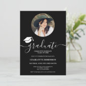 ホワイト・ブラック大学院スクリプト写真卒業 招待状 (スタンド正面)