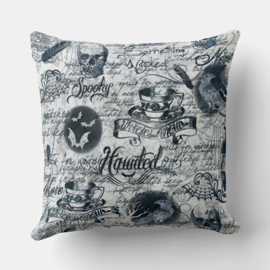 ホワイト&ブラック幽霊のよく出るハロウィーン装飾用クッション クッション (裏面)