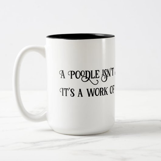 ホワイト/ブラック15oz Poodle is ART Work Coffee Mug ツートーンマグカップ (左)