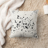 ホワイト&ブラック（ばちゃばちゃ）跳ねるアート装飾用クッション クッション (ブランケット)