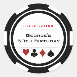 ホワイト ブラック カジノ ポーカー チップ 誕生日 ラウンドシール