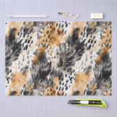 ホワイト ブラック クリーム ヒョウ柄 動物 花柄 誕生日 薄葉紙 (クラフト)