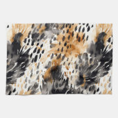 ホワイト ブラック クリーム レオパード 動物 キッチンタオル (横)
