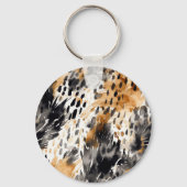 ホワイト ブラック クリーム レオパード 動物 キーホルダー (裏面)